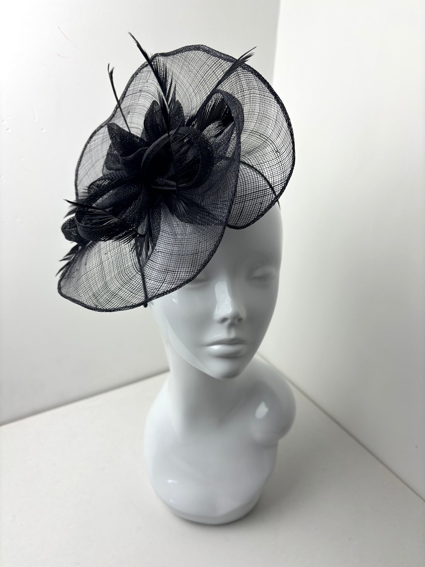 Elegance Black Sinamay Disc Fascinator