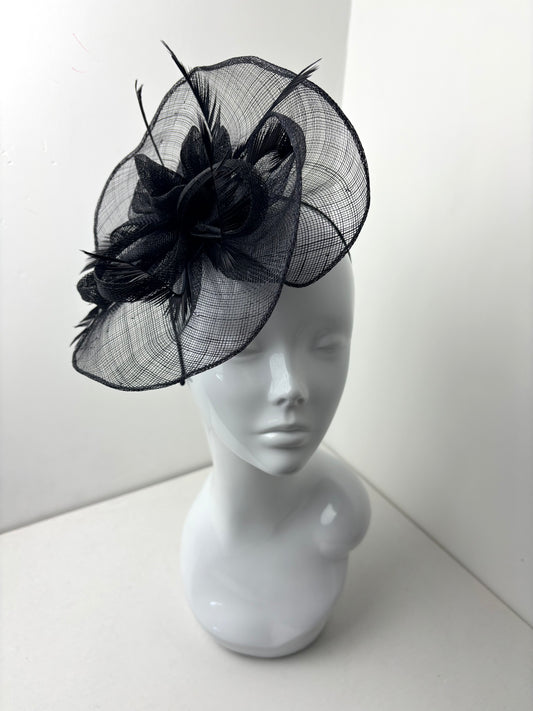 Elegance Black Sinamay Disc Fascinator
