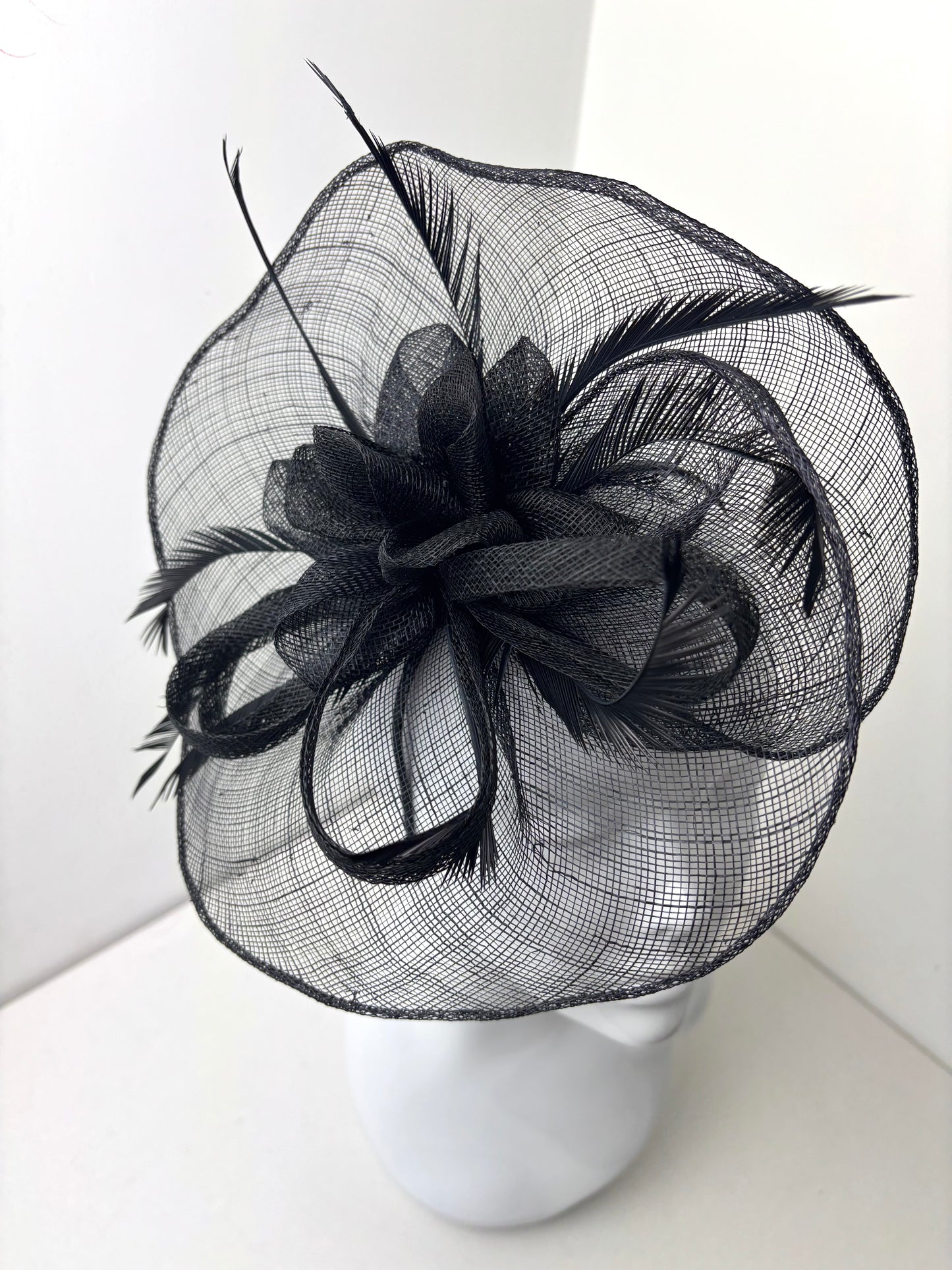 Elegance Black Sinamay Disc Fascinator