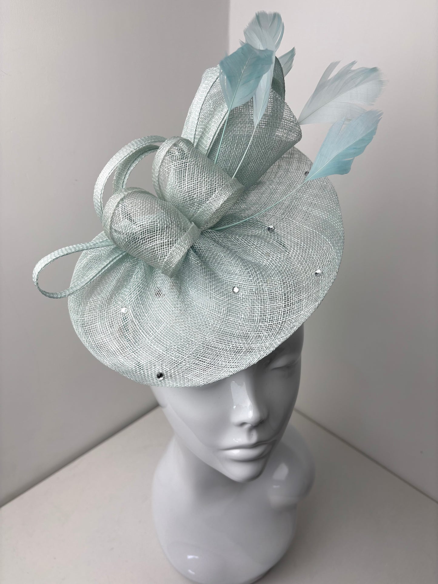 Luna Ice Blue Sinamay Disc Fascinator