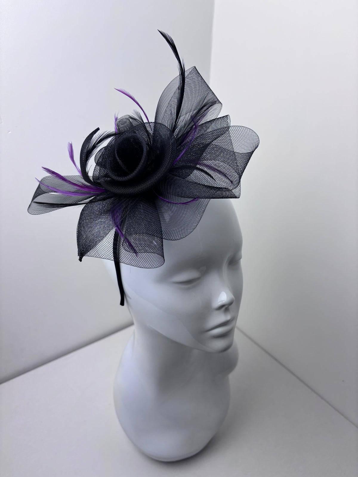 Black and Plum Feather Fascinator