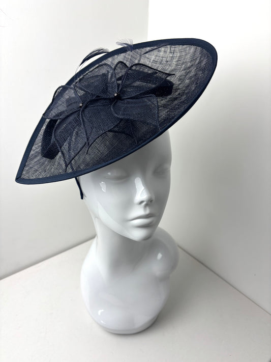 Seine French Navy Floral Sinamay Fascinator
