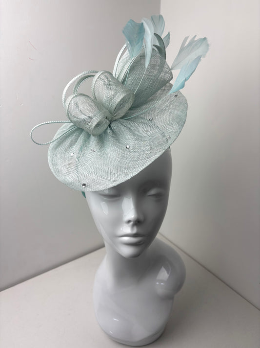 Luna Ice Blue Sinamay Disc Fascinator