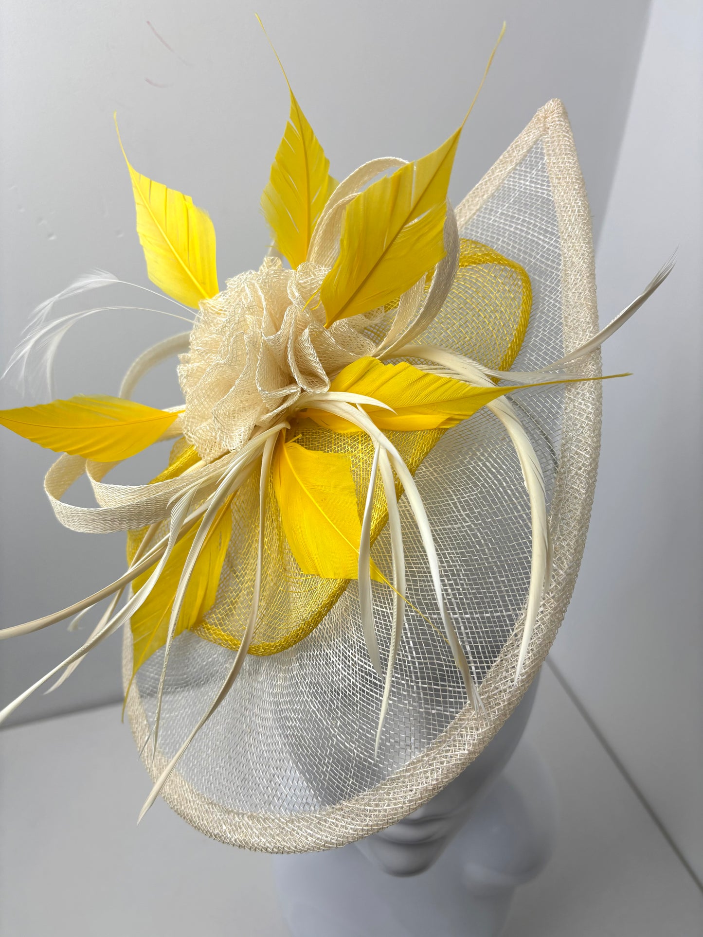Bespoke Yellow & Cream Teardrop Fascinator