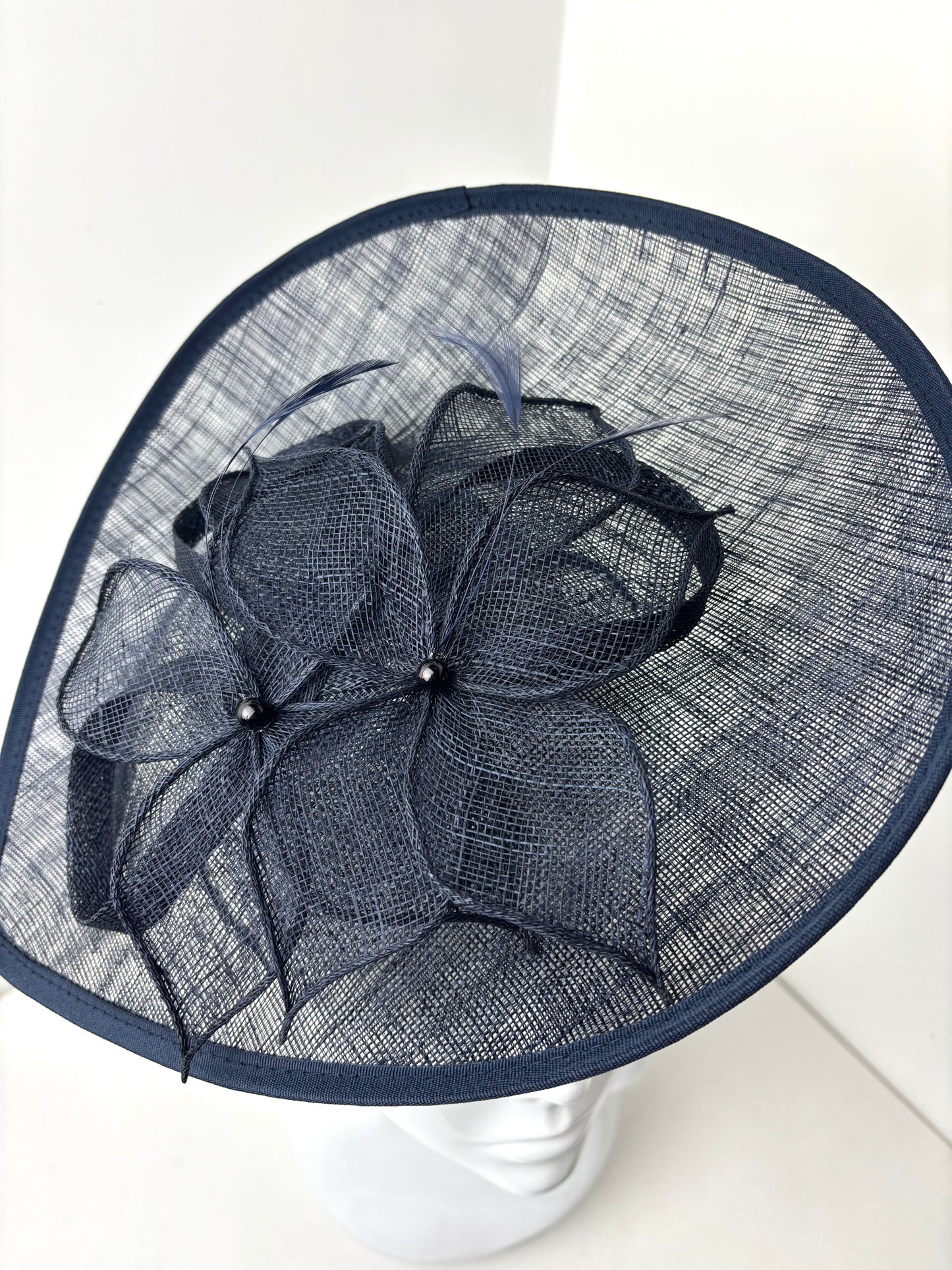 Seine French Navy Floral Sinamay Fascinator