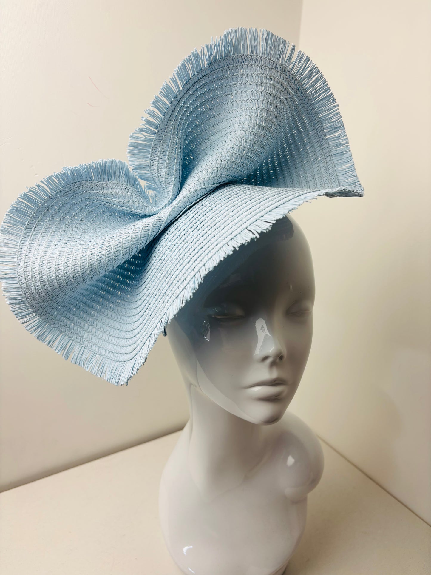 Bespoke Celeste Baby Blue Raffia Statement Headpiece