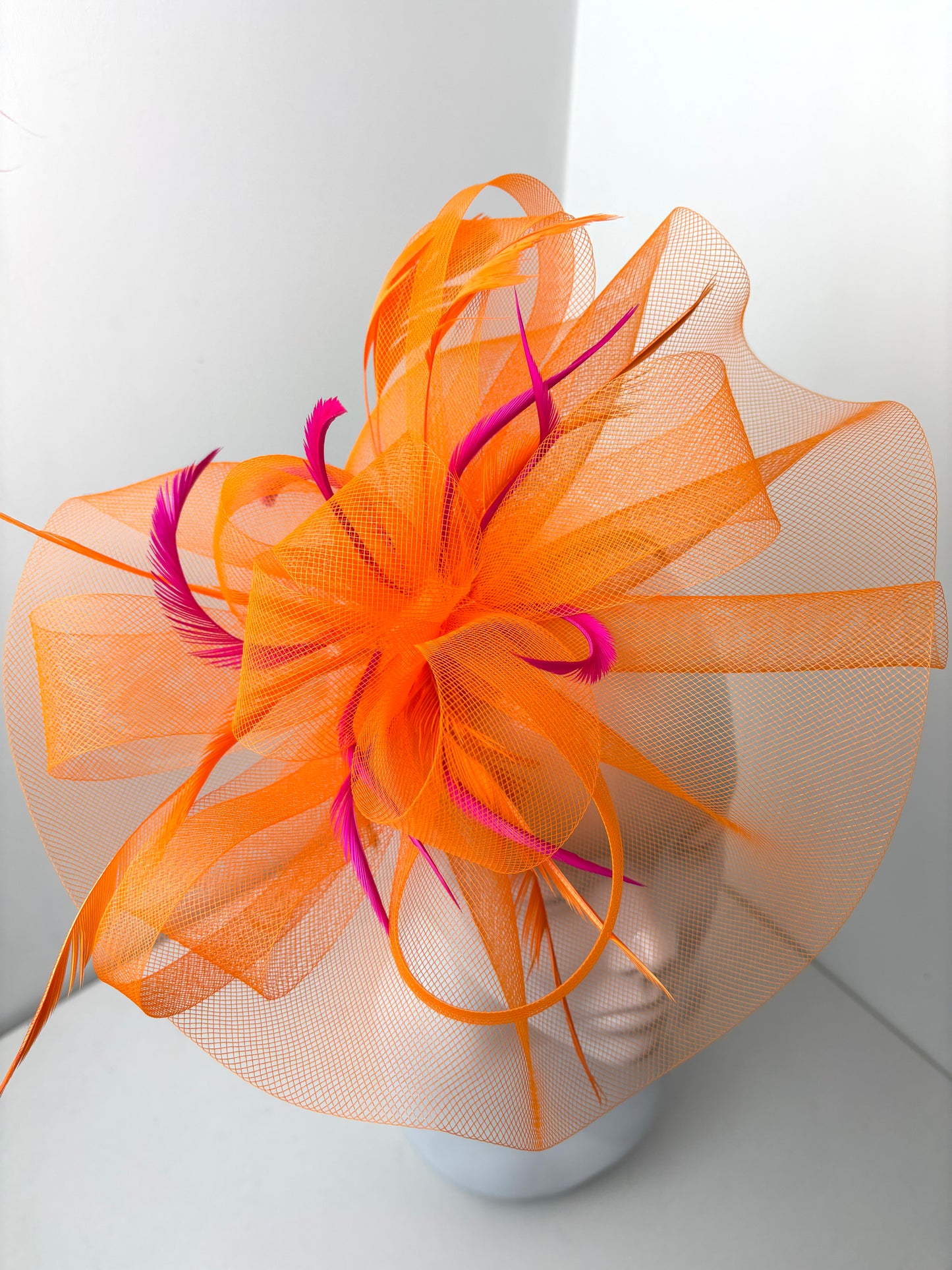 Bespoke Bright Orange and Pink Fascinator