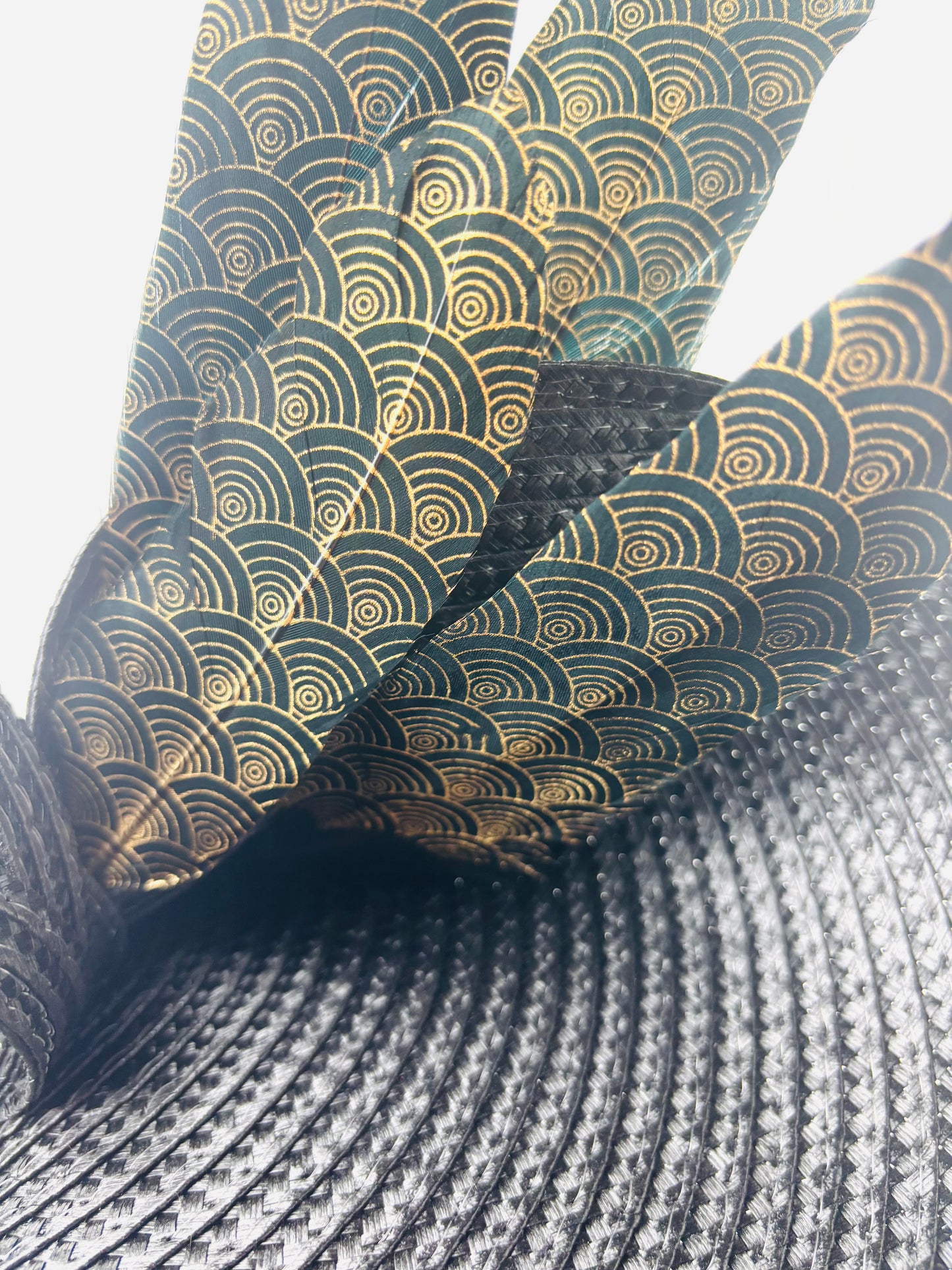 Bespoke Art Deco Eclipse Black Woven Fascinator