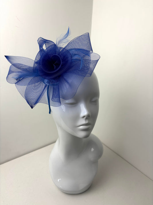 Royal Blue Floral Crin Fascinator