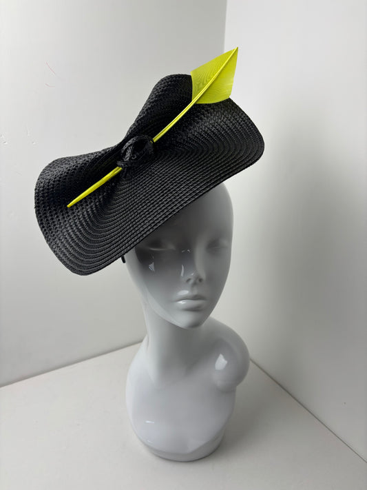 Bespoke Black & Neon Lemon  Fascinator