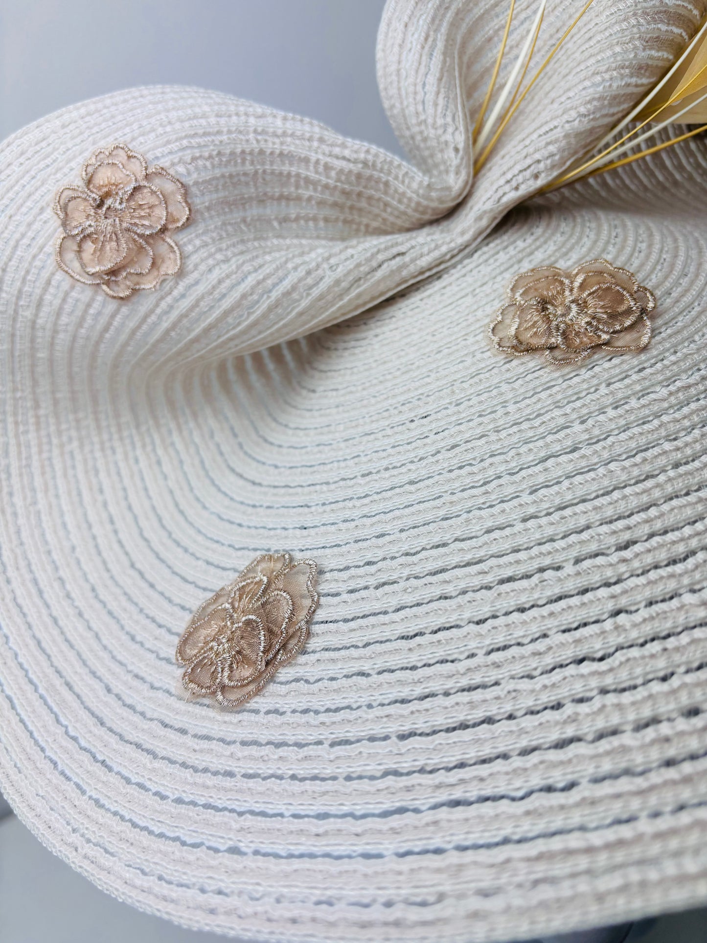 Bespoke Champagne & Gold Woven Swiss Braid Fascinator | Handcrafted in Northumberland