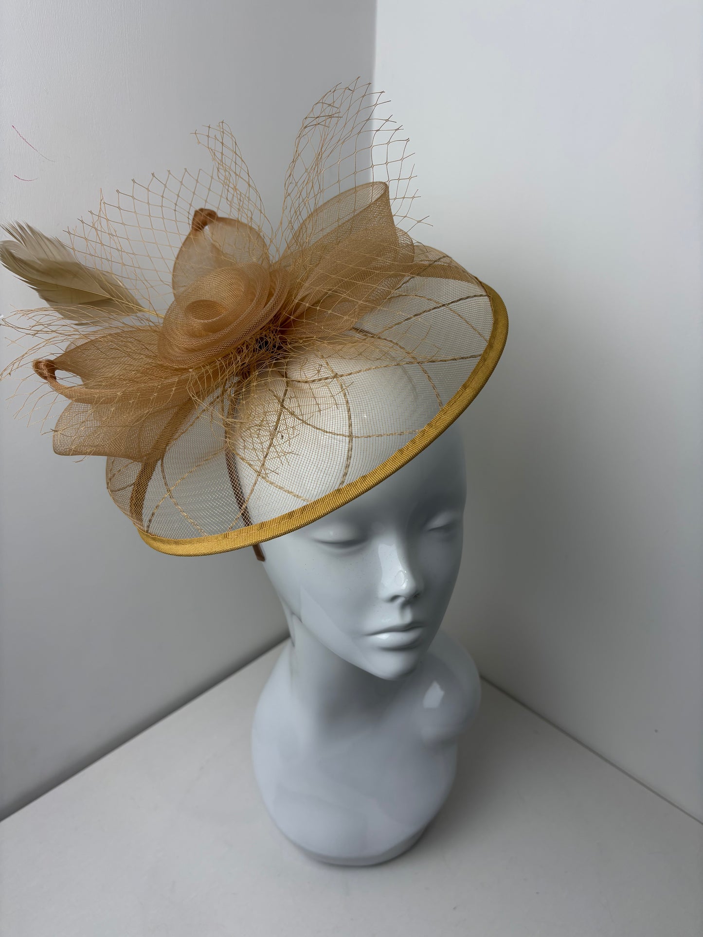 Julienne Gold Geo Veil Floral Fascinator