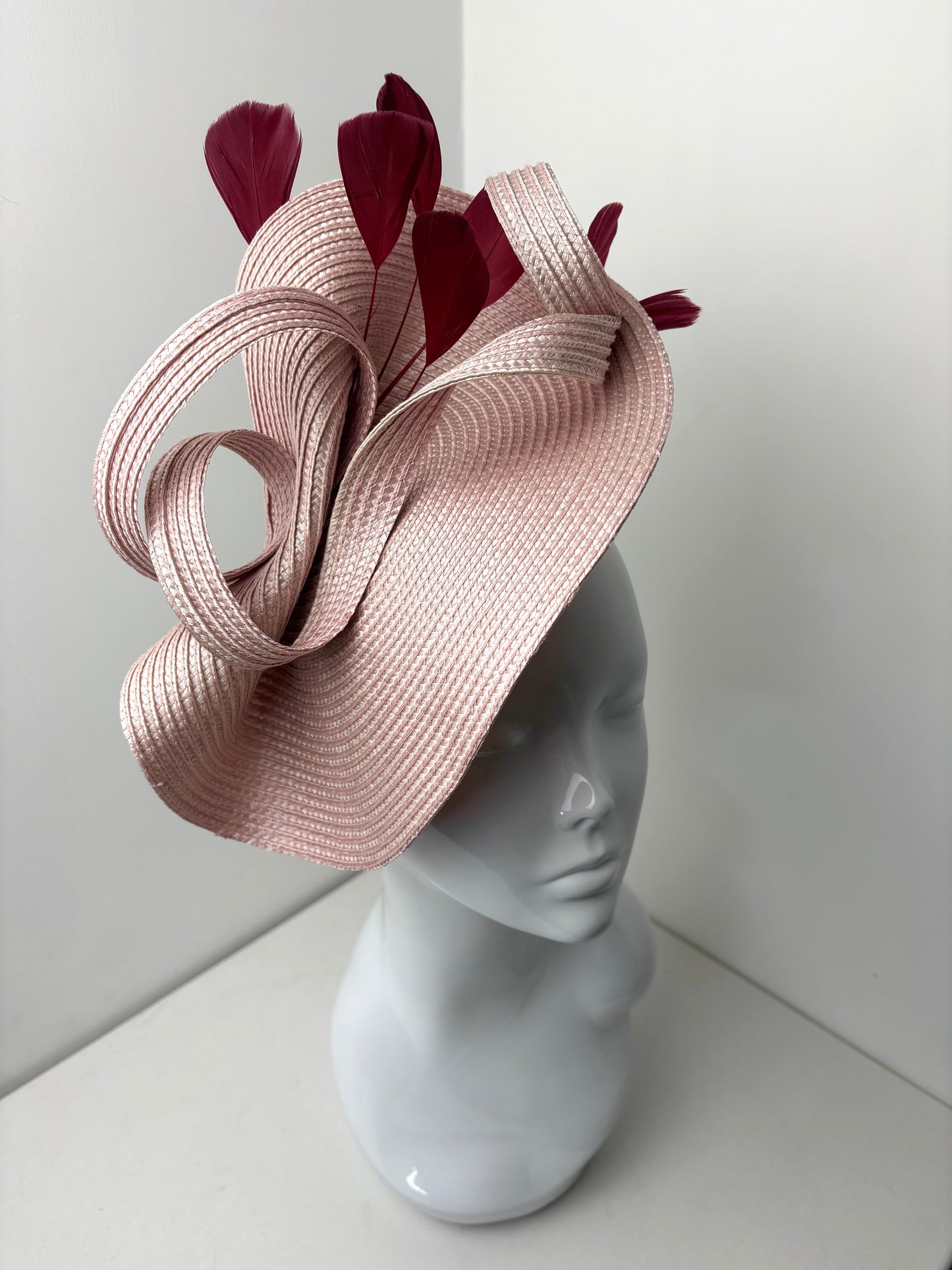 Bespoke Pink & Burgundy Woven Fascinator