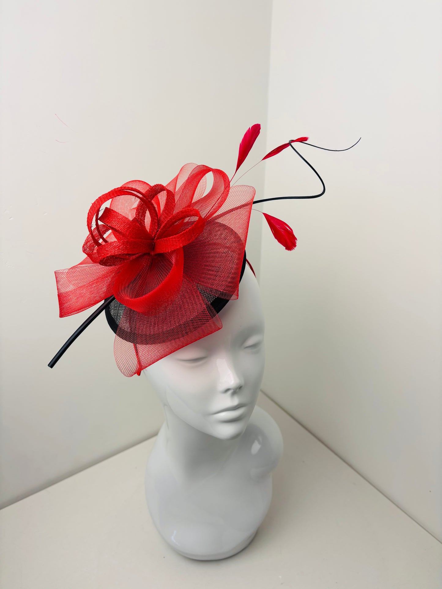 Bespoke Red and Black Disc Fascinator