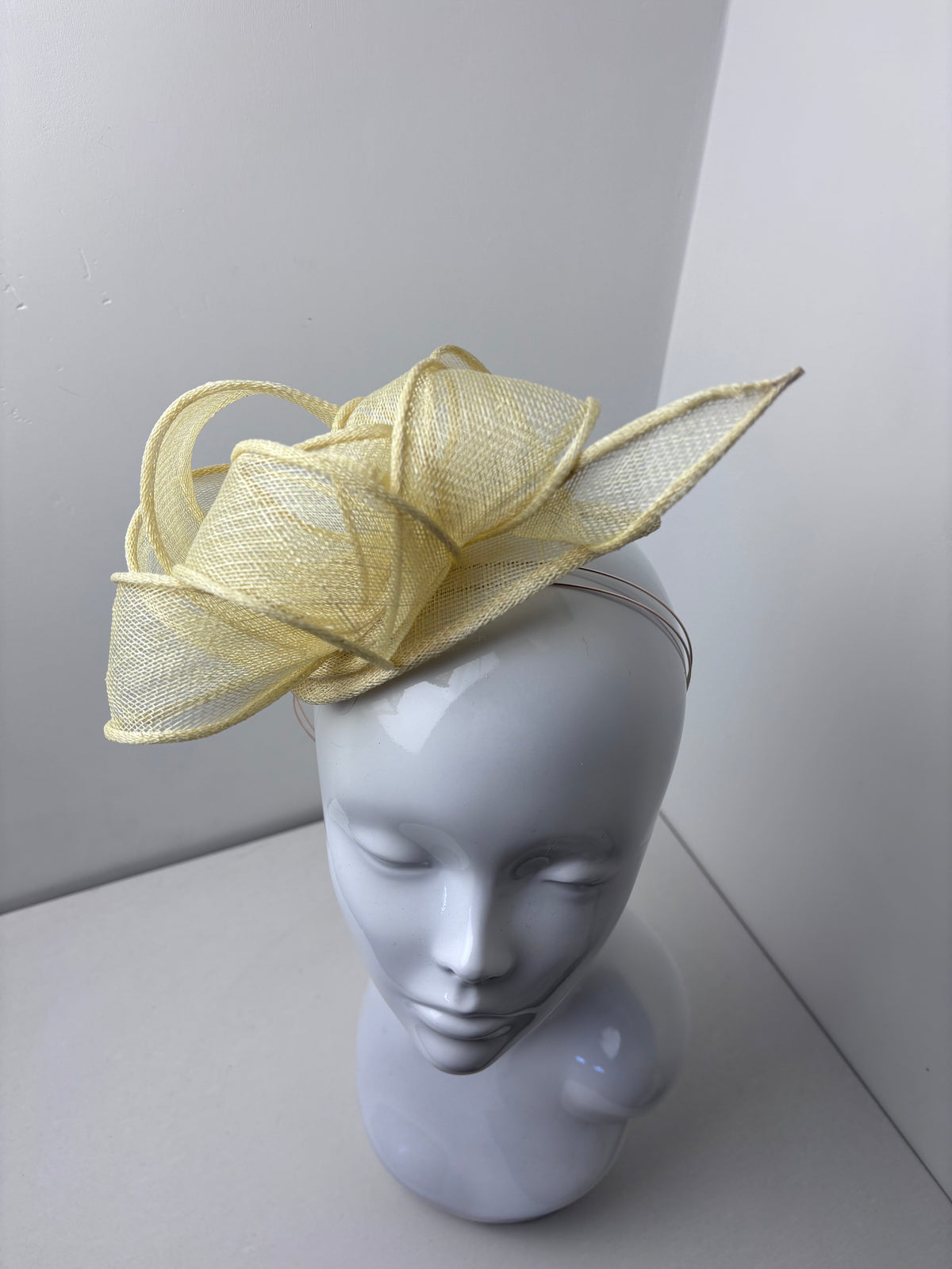 Bespoke Butter Yellow Sculptural Sinamay Fascinator