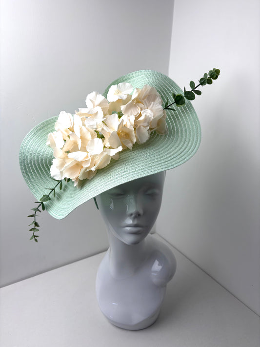 Bespoke Mint Green Swiss Braid Floral Hatinator | Wedding, Ascot & Race Day Headpiece