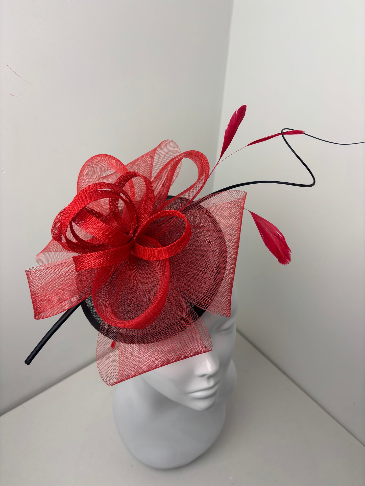 Bespoke Red and Black Disc Fascinator