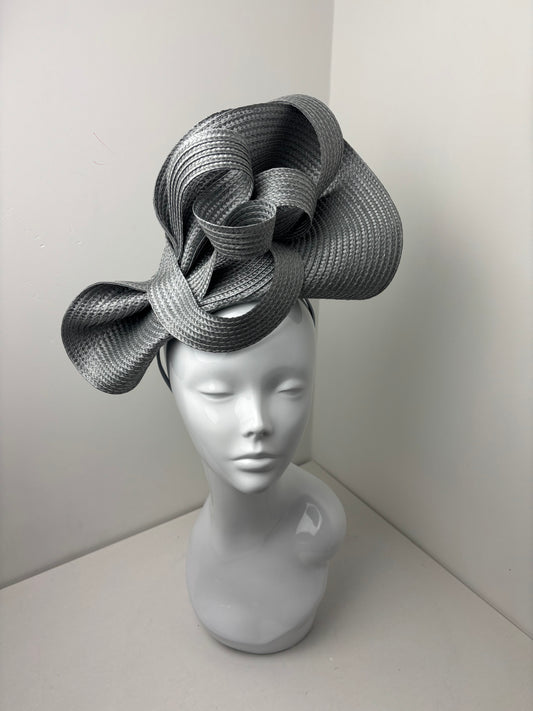 Bespoke One Off Pewter Woven Fascinator