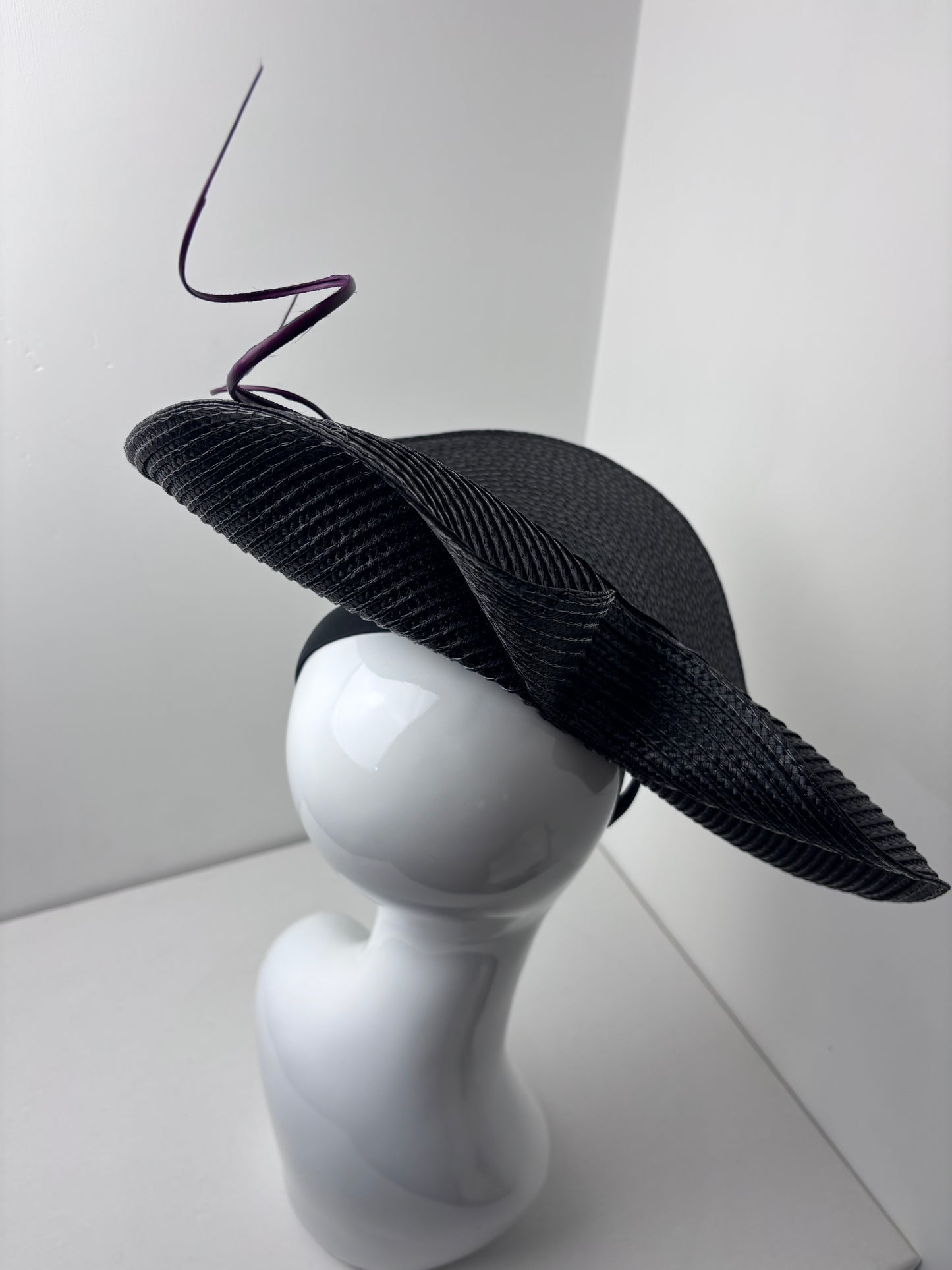 Bespoke Black & Plum Sculptural Fascinator