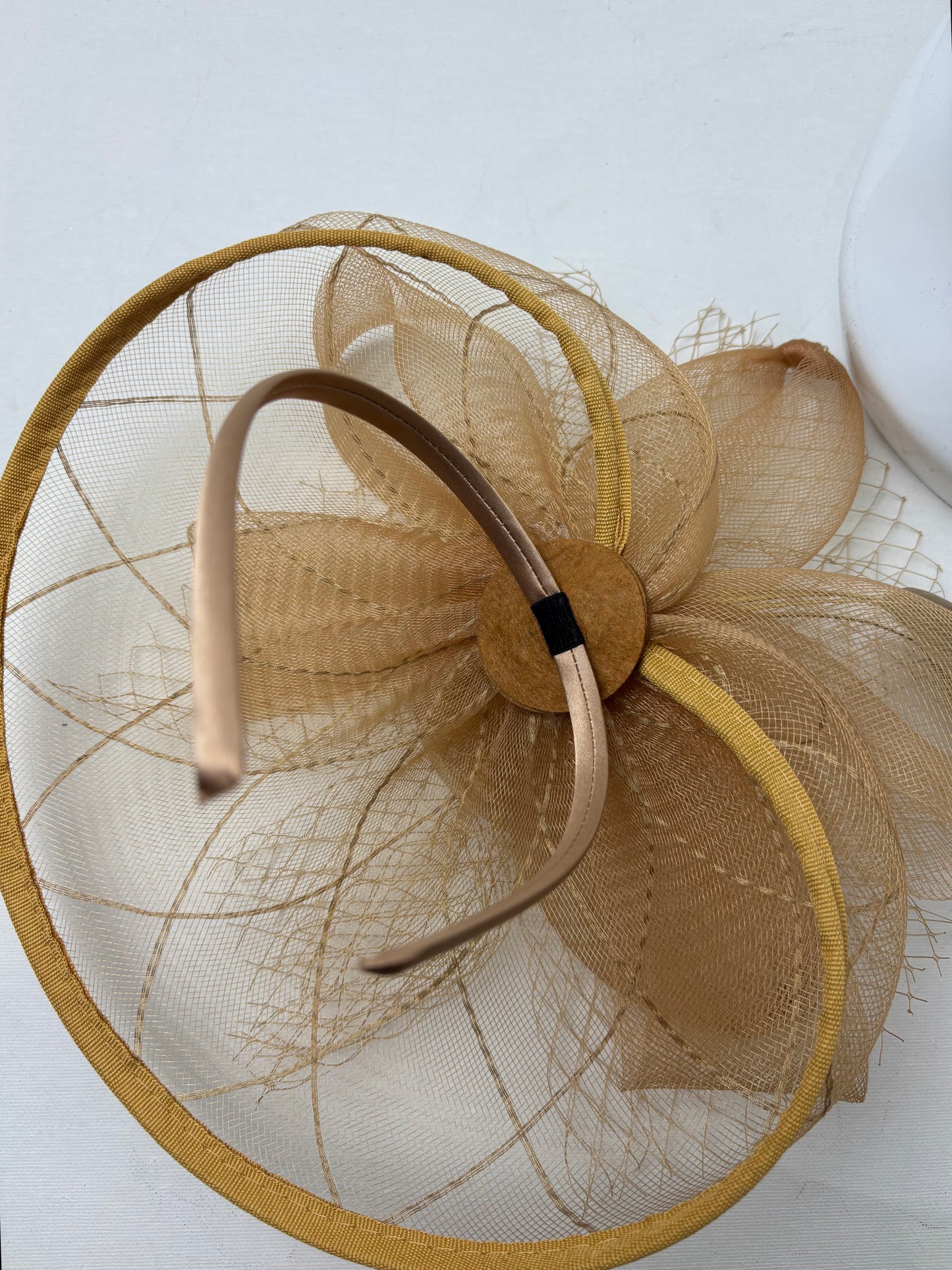 Julienne Gold Geo Veil Floral Fascinator