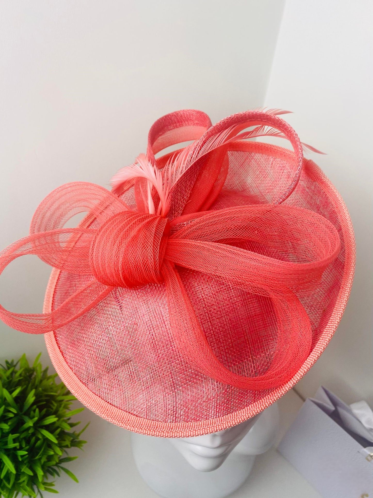 Round Coral Bow Fascinator