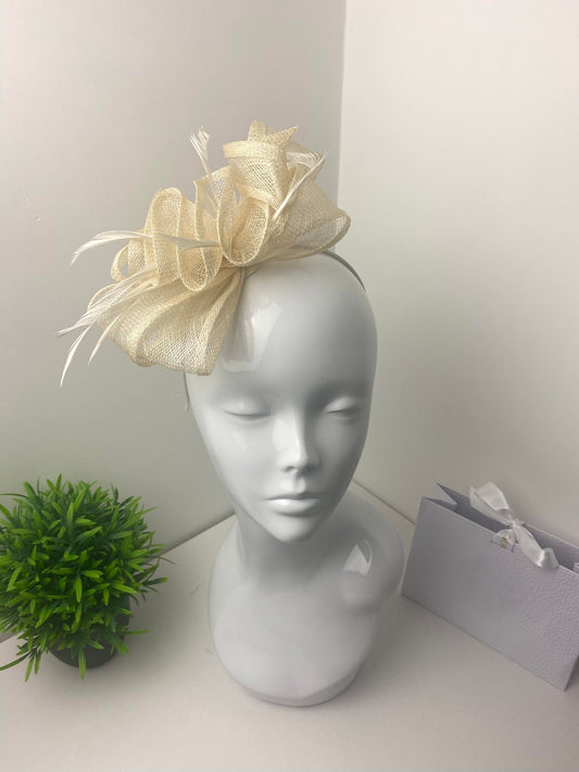 Cream Sinamay Ruffle Fascinator