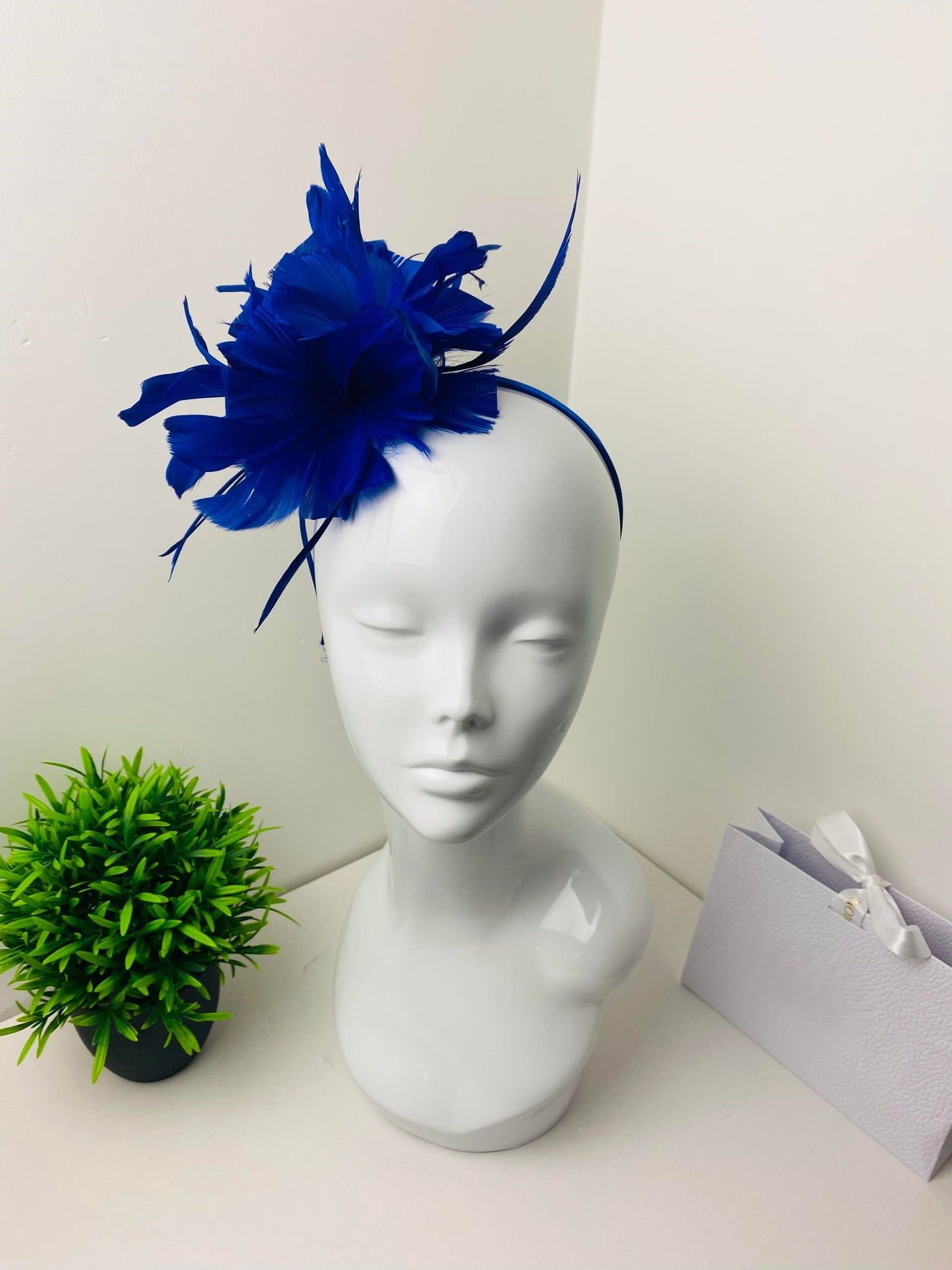 Royal Blue Feather Plume Fascinator