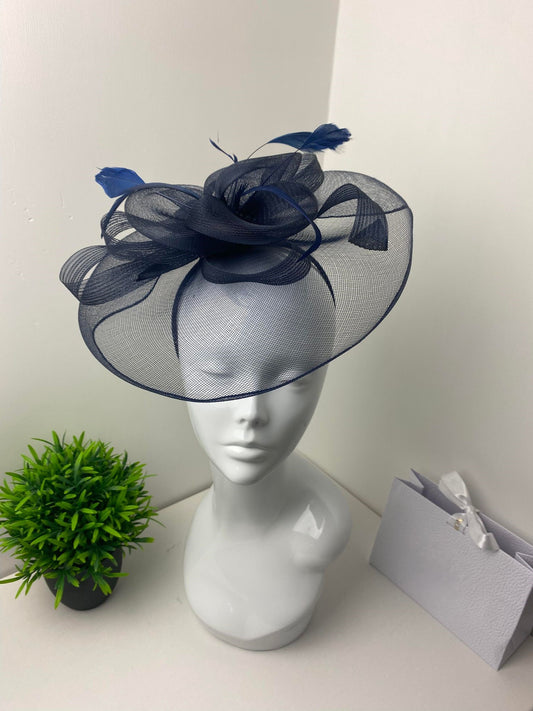 Navy Blue Veil Fascinator