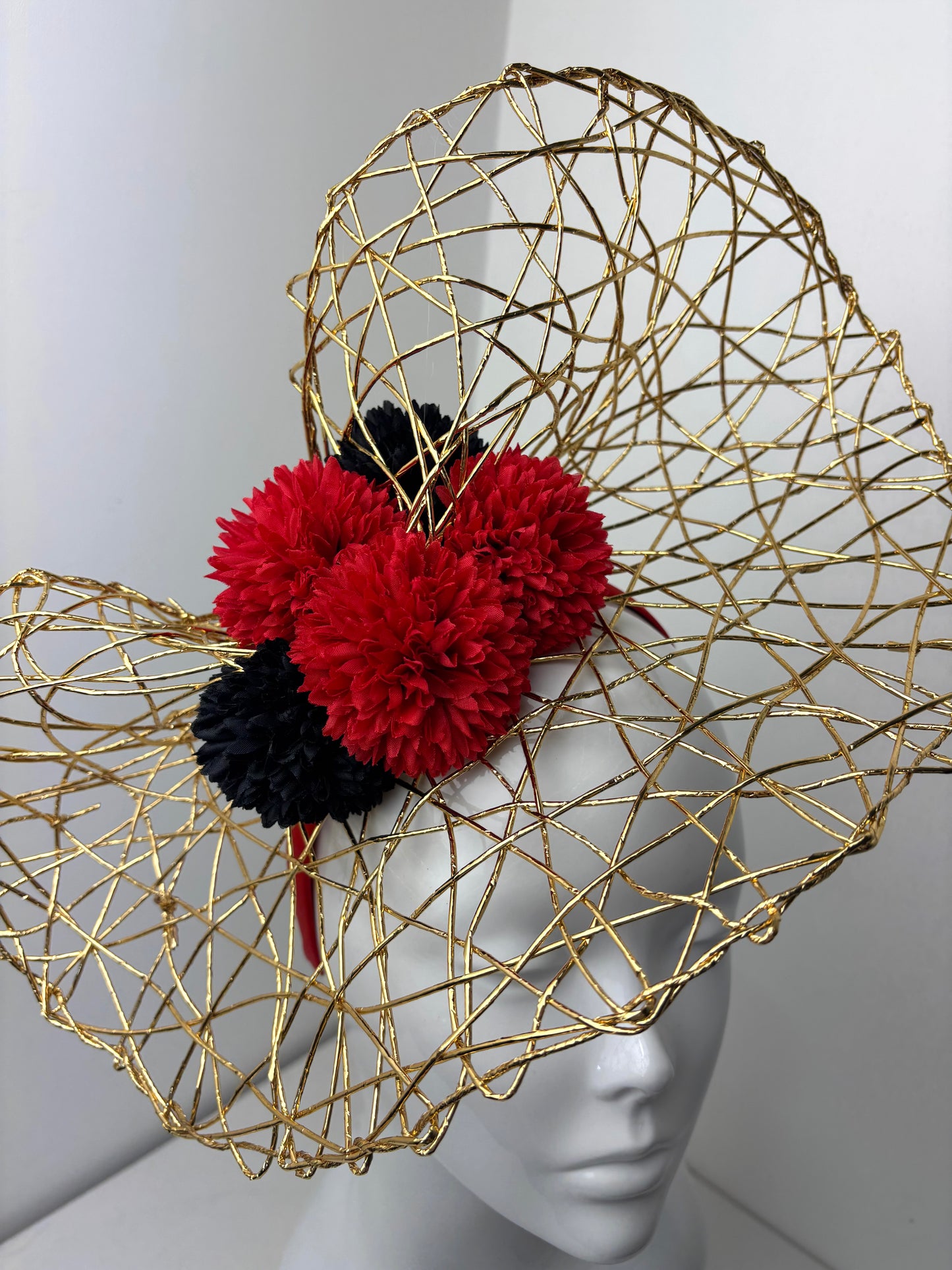 Scarlet Eclipse Red & Gold Statement Fascinator
