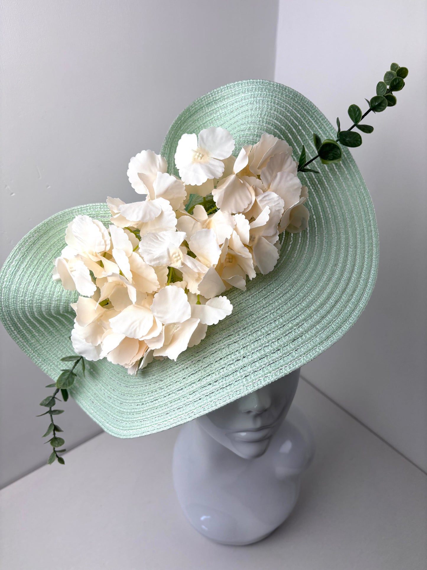 Bespoke Mint Green Swiss Braid Floral Hatinator | Wedding, Ascot & Race Day Headpiece