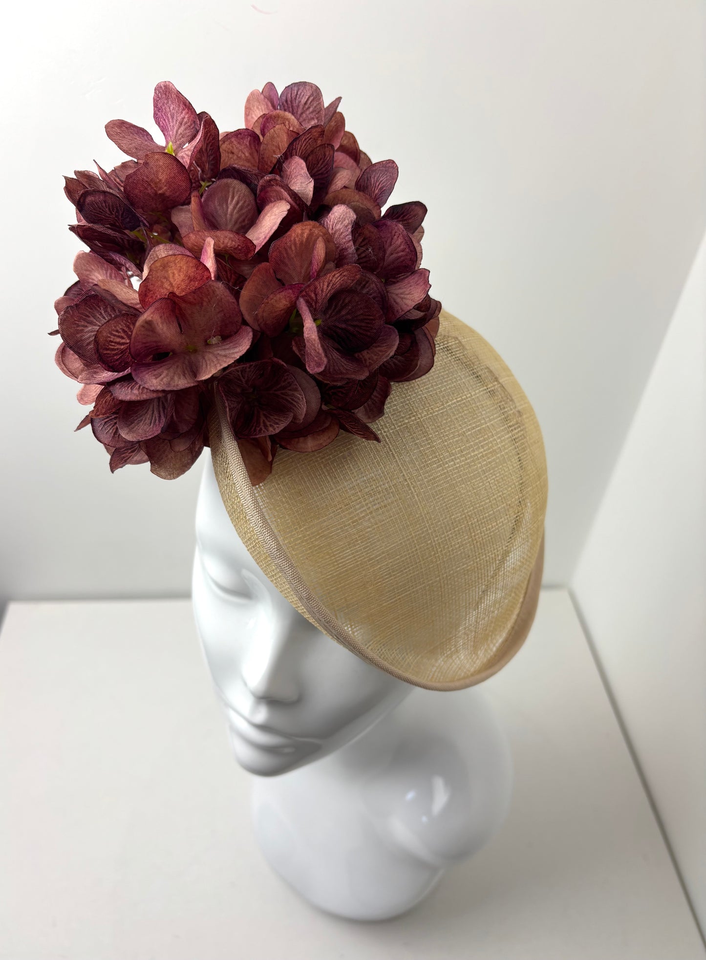 Bespoke Burgundy Hydrangea Statement Headpiece Fascinator
