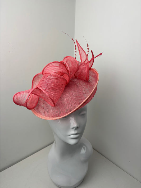 Bespoke Coral Sinamay Loop Fascinator