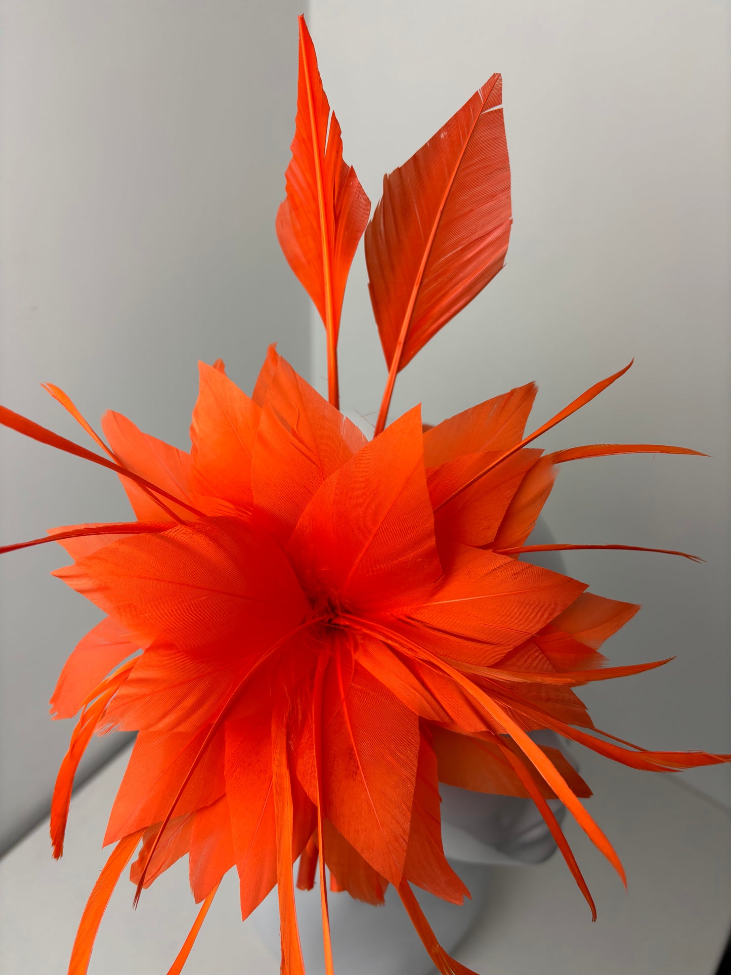 Bright Orange Feather Plume Quill Fascinator