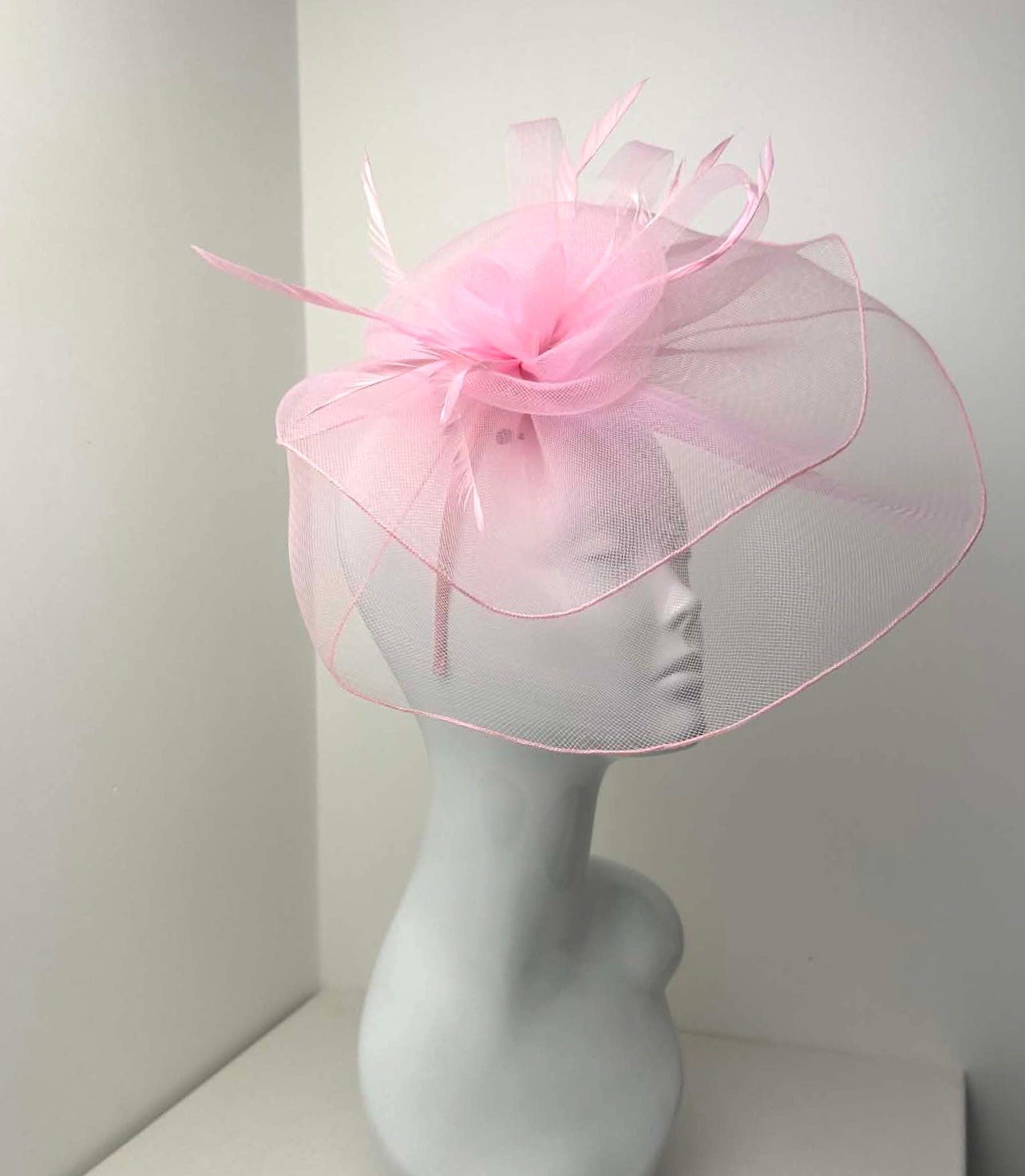 Oversize Pink Veil Fascinator