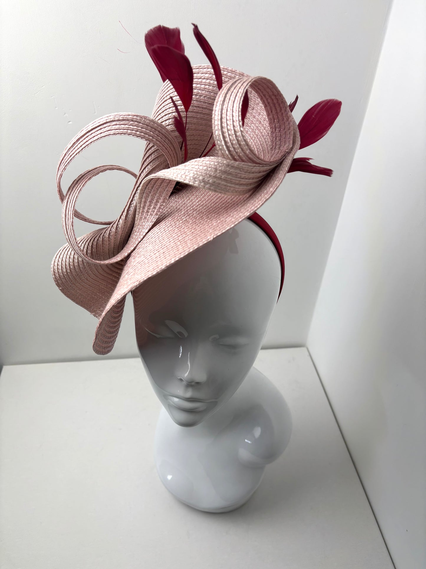 Bespoke Pink & Burgundy Woven Fascinator