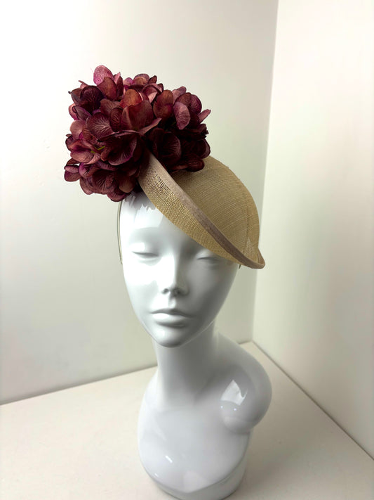 Bespoke Burgundy Hydrangea Statement Headpiece Fascinator