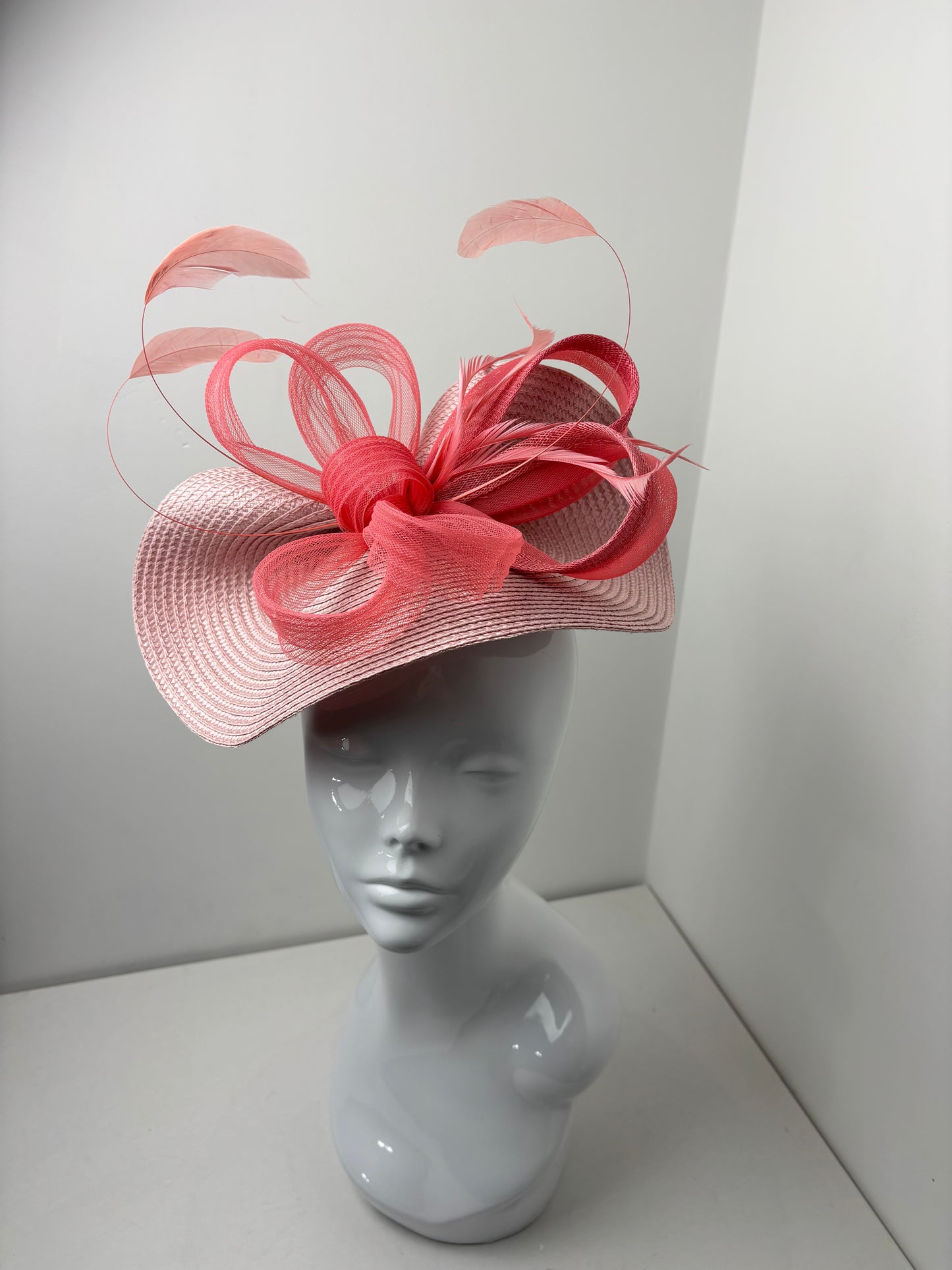 Bespoke Coral & Pink Polybraid Fascinator