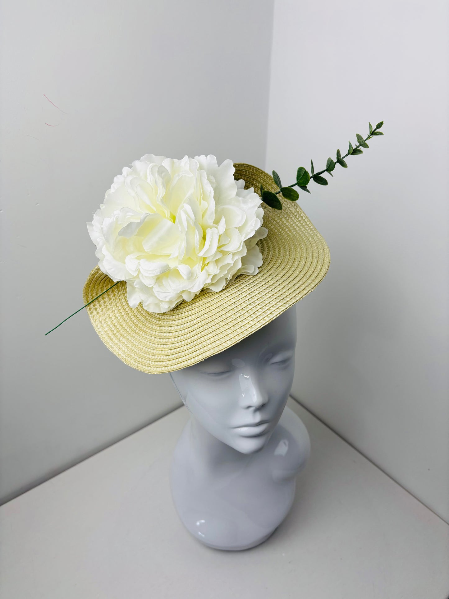 Bespoke Golden Straw Floral Fascinator