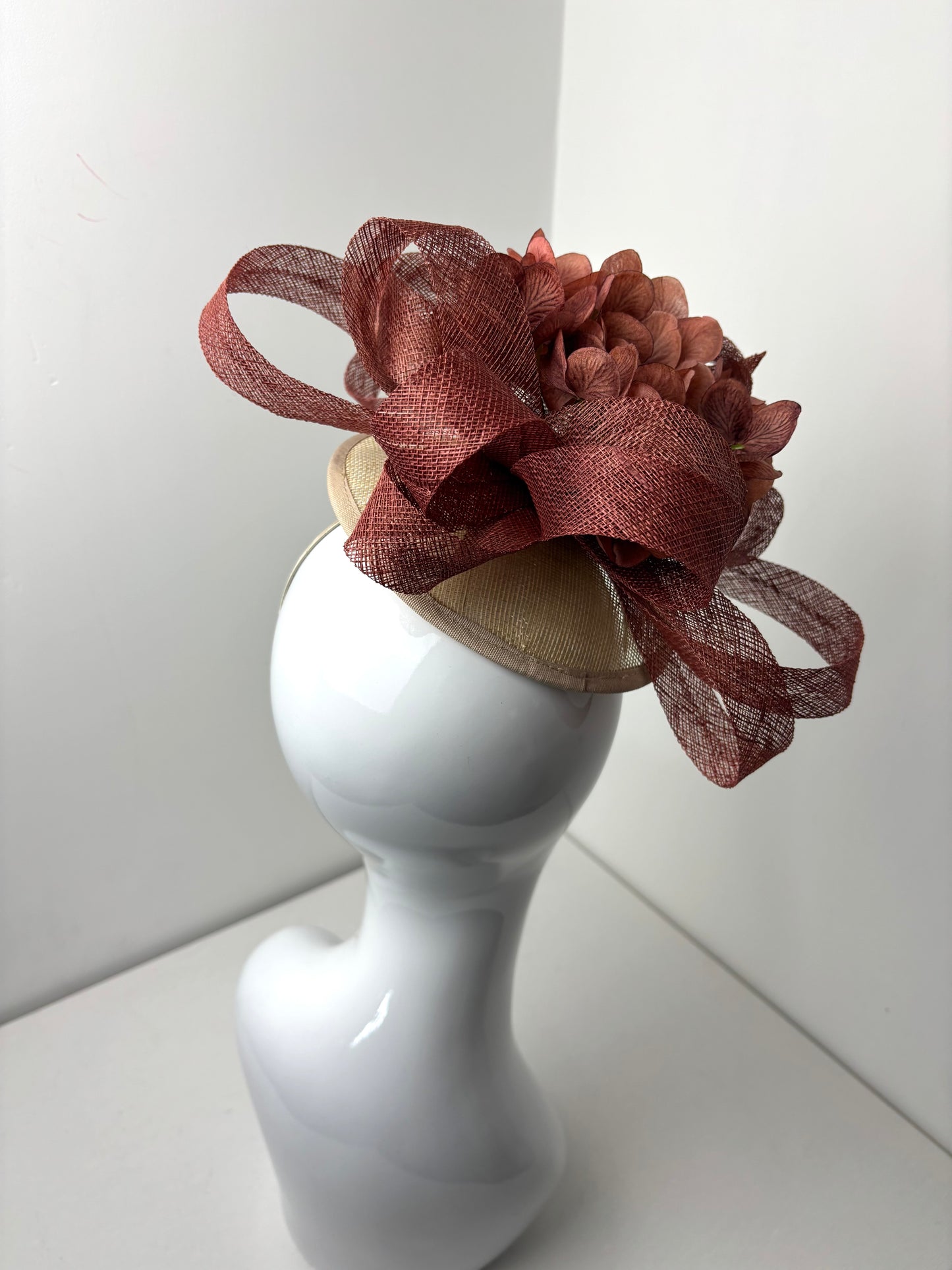 Bespoke Copper Toned Structural Floral Fascinator