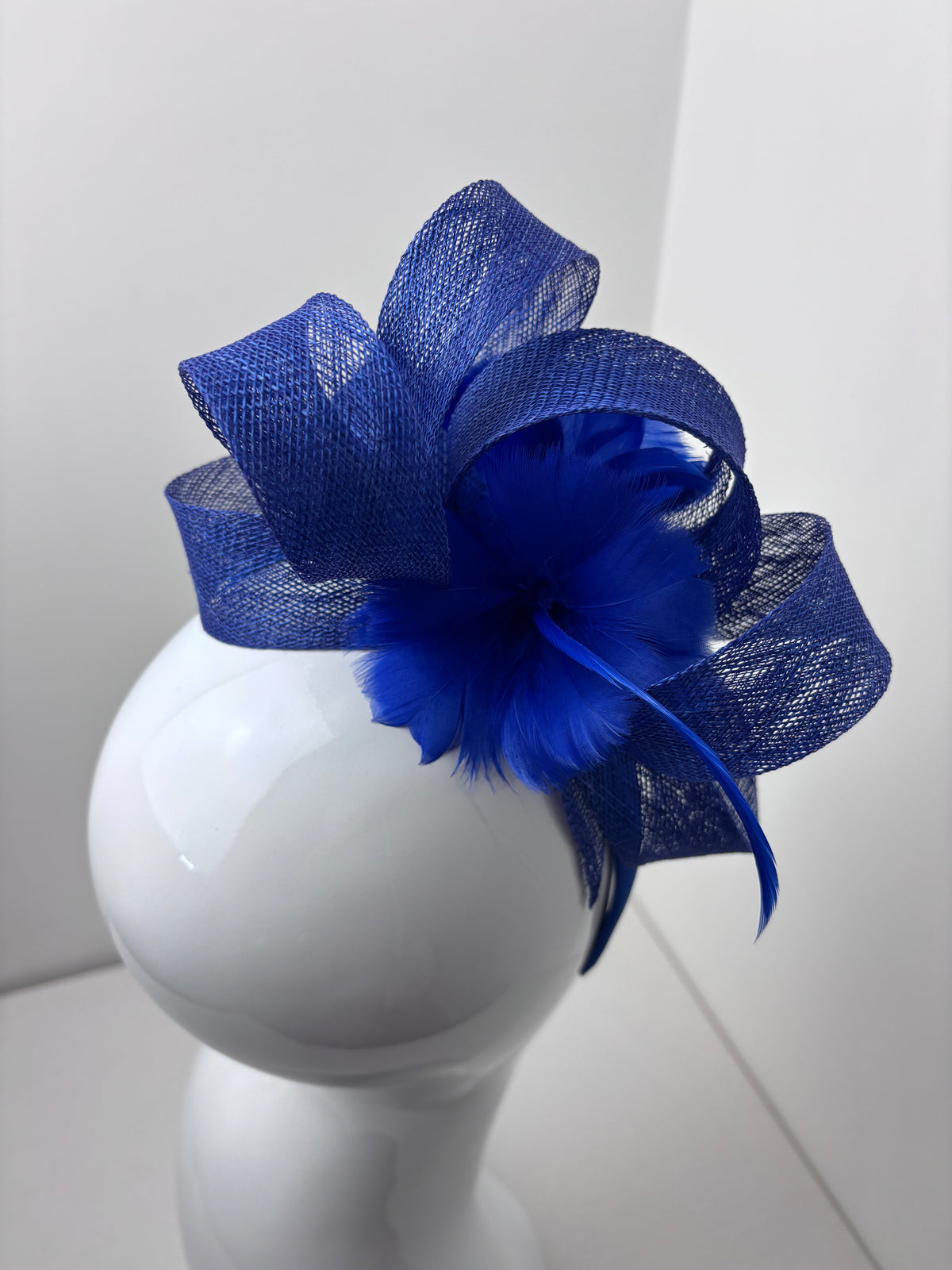Bespoke Deep Royal Blue Feather Fascinator