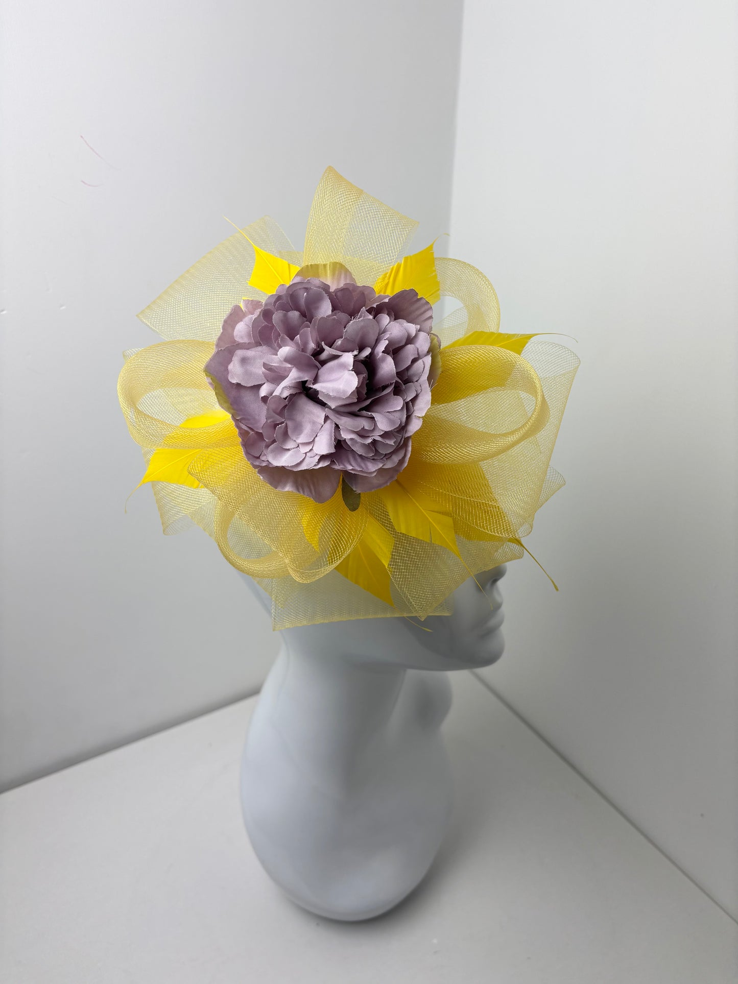 Bespoke Yellow and Lilac Floral Fascinator