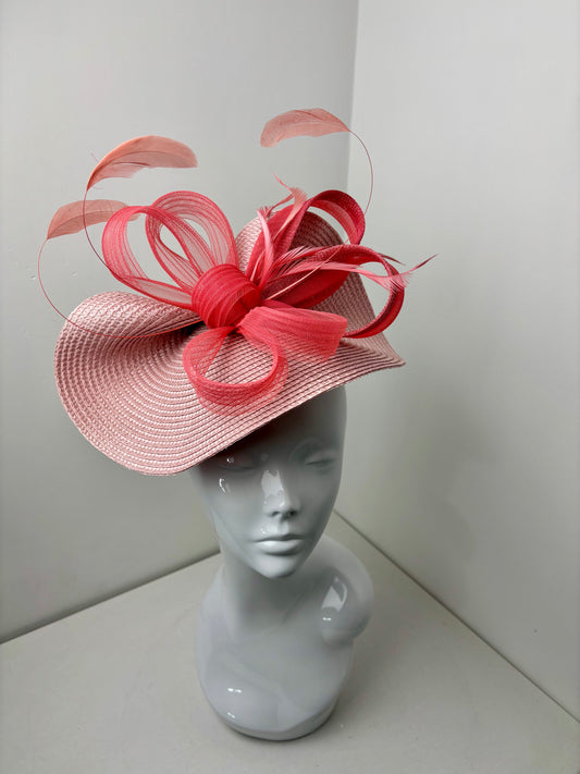 Bespoke Coral & Pink Polybraid Fascinator
