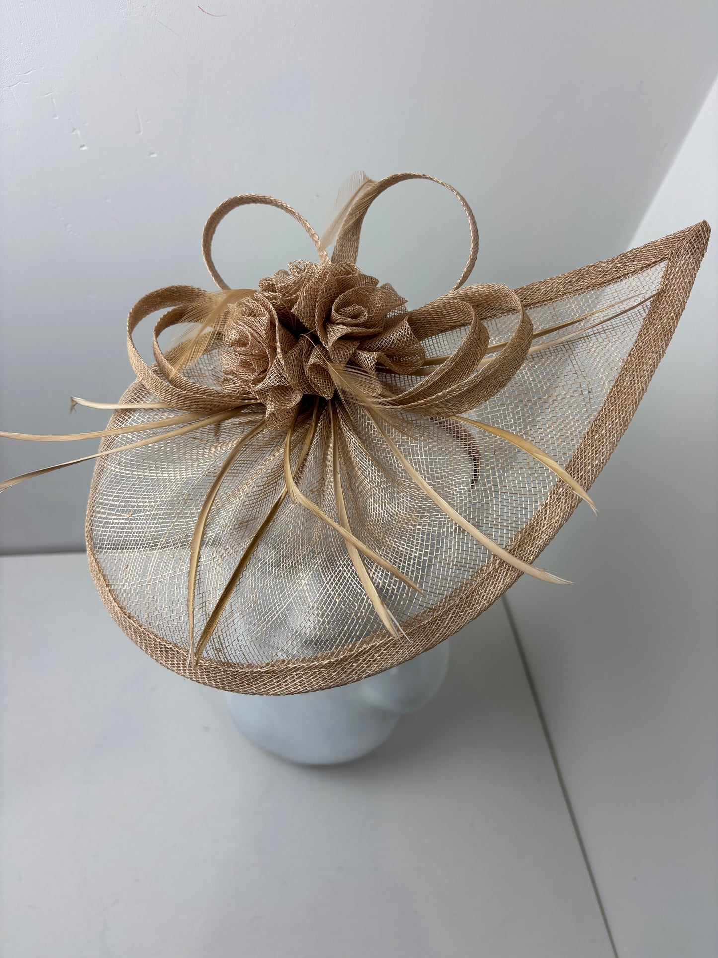 Light Mocha Sinamay Teardrop Fascinator