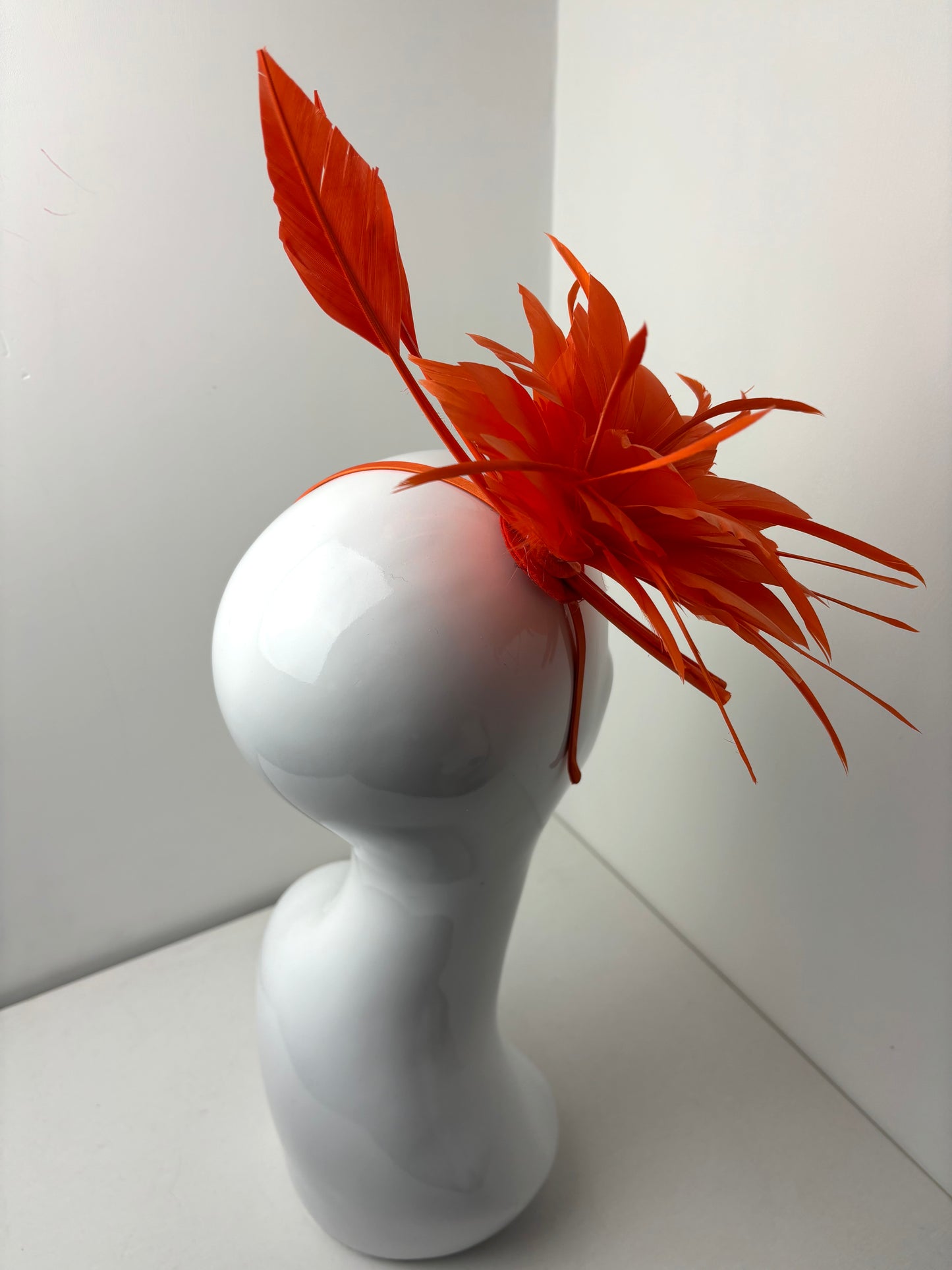 Bright Orange Feather Plume Quill Fascinator