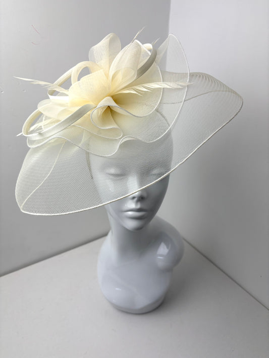 Oversized Cream Loop Veil Fascinator