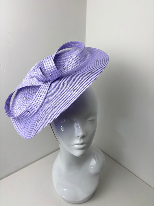 Bespoke Silver Leaf & Diamanté Lilac Fascinator