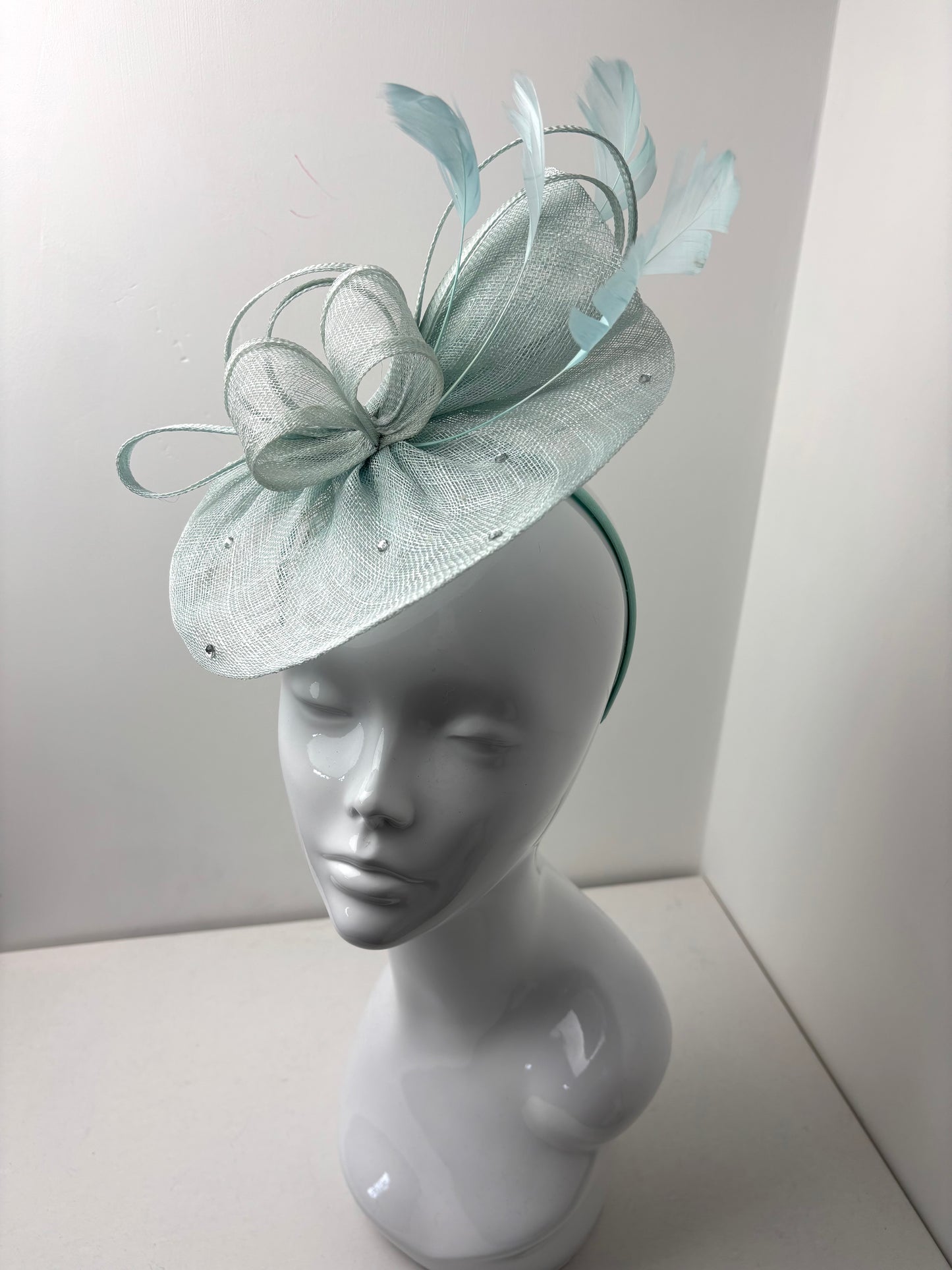 Luna Ice Blue Sinamay Disc Fascinator