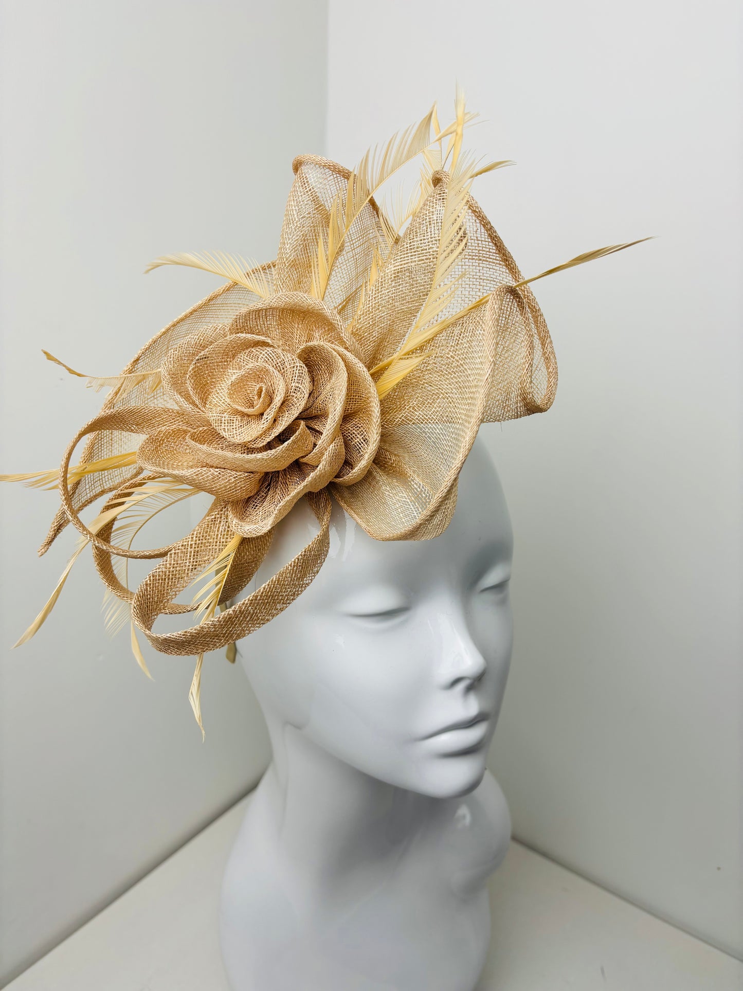 Opulence Golden Nude Sinamay Fascinator