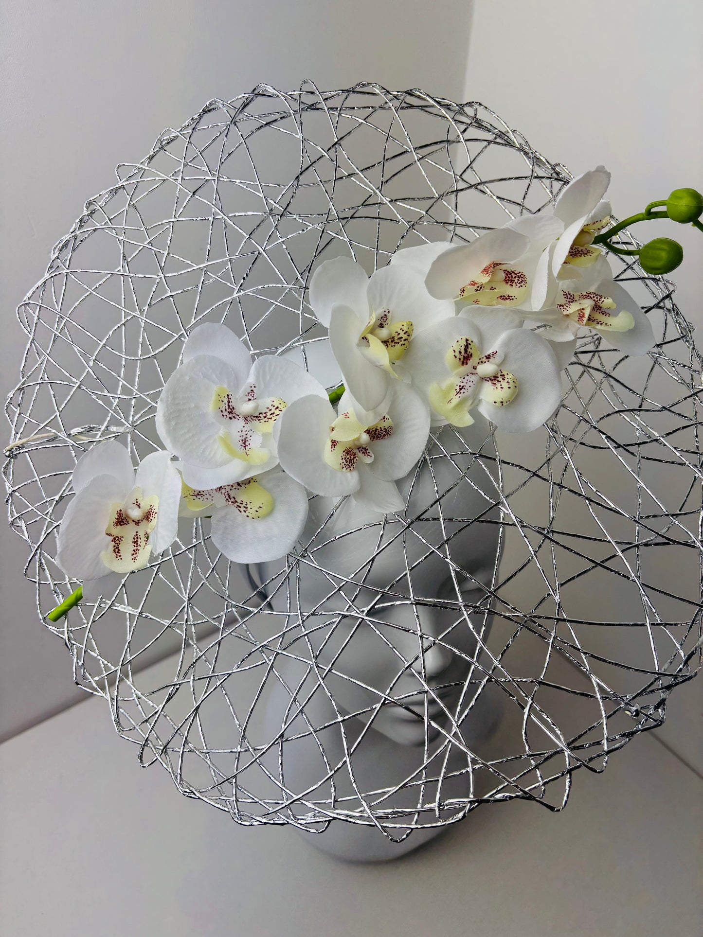 Bespoke White Orchid Halo Fascinator on Headband