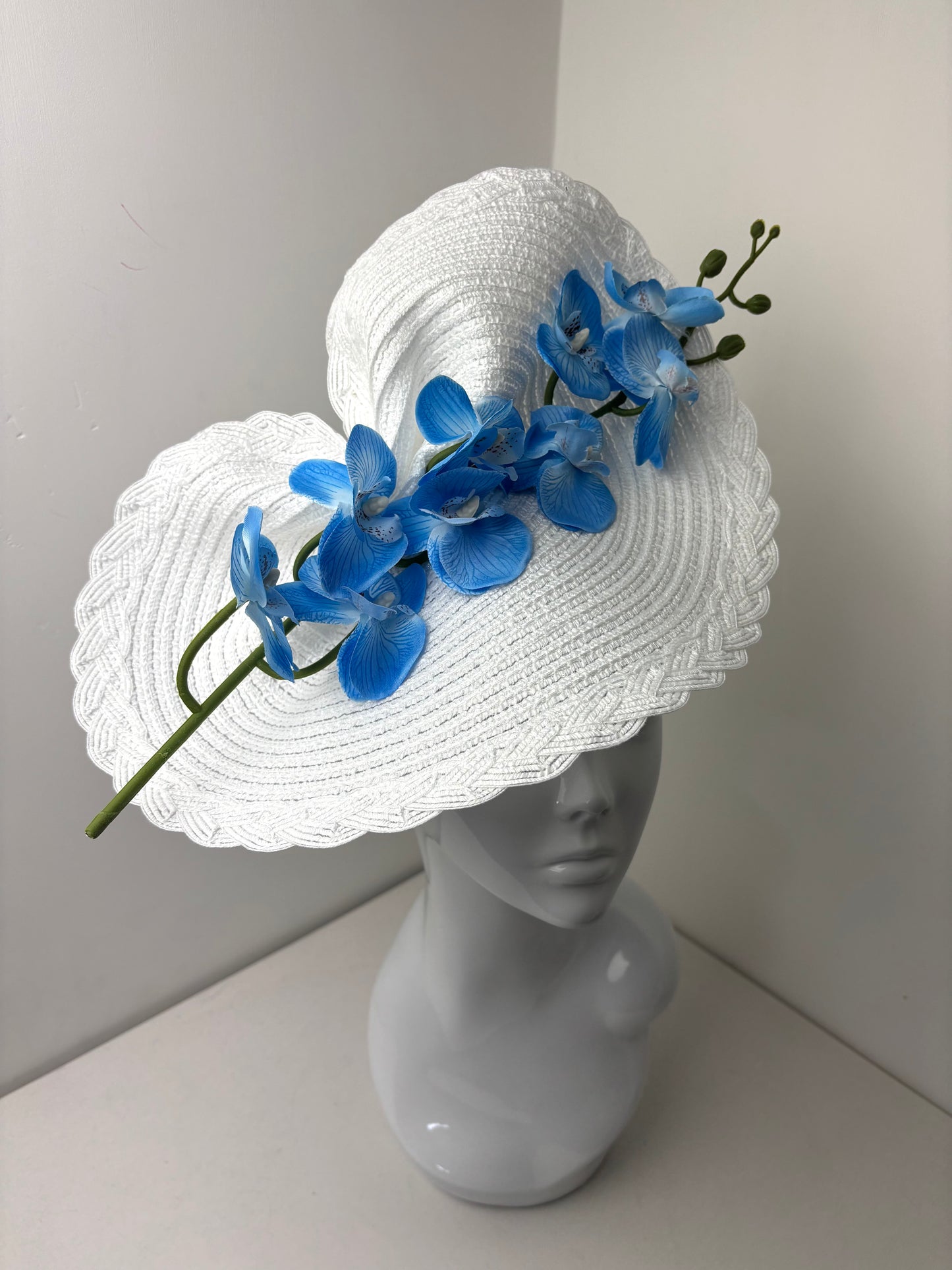 Bespoke Blue and White Orchid Fascinator